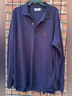 U.S. Polo Assn. Long-Sleeve Polo in Navy with Red Logo